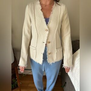 Women's Cream Fringed Jacket